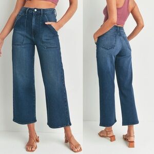 JBD Just black patch pocket high rise wide leg jeans medium blue size 29 stretch